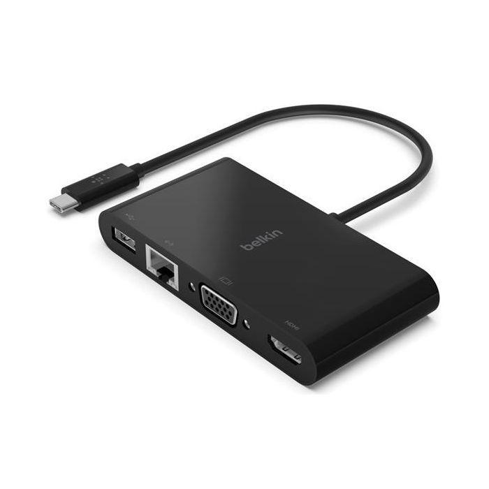 Перехідник Belkin USB-C to Ethernet, HDMI, VGA, USB-A, black (AVC005BTBK)
