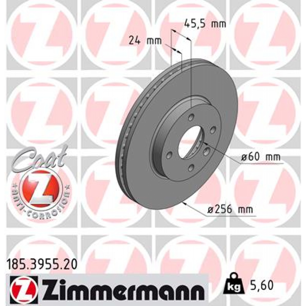 Гальмівний диск ZIMMERMANN 185.3955.20