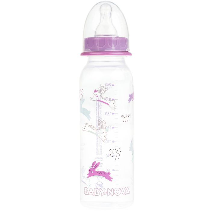 Бутылочка для кормления Baby-Nova Декор 240 мл Розовый (3960066)