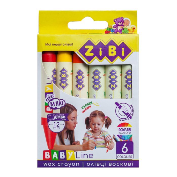 Карандаши цветные ZiBi Baby line Suoer Jumbo круглый корпус 6 шт (ZB.2484)