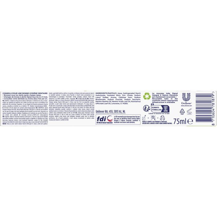 Зубная паста Signal Integral 8 Nature Elements Чистота и свежесть 75 мл (8710604781879) изображение 2