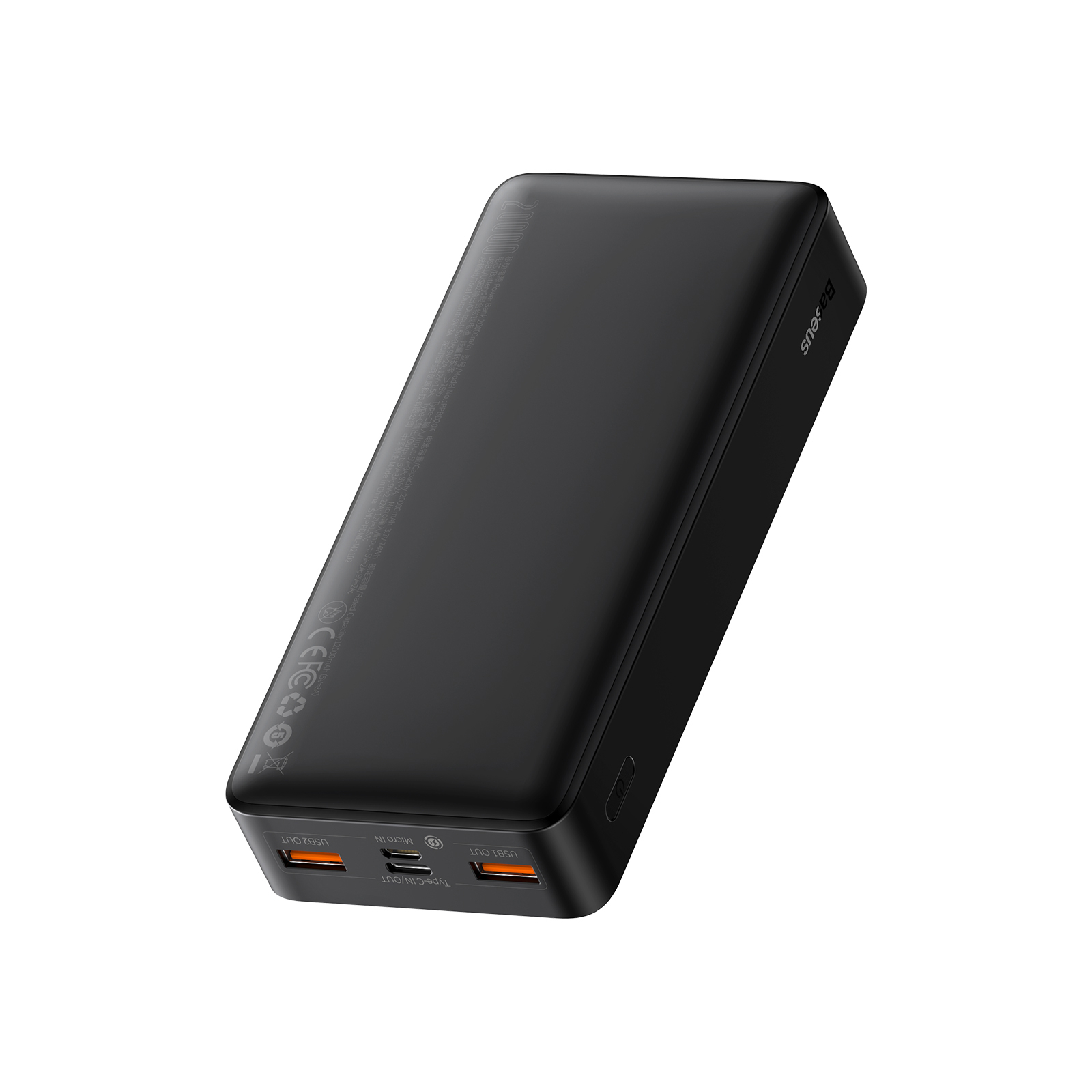 Батарея универсальная Baseus Bipow 20000mAh, PD/20W, QC3.0/USB-C, 2*USB-A/3A(max.), black (PPDML-M01) изображение 3