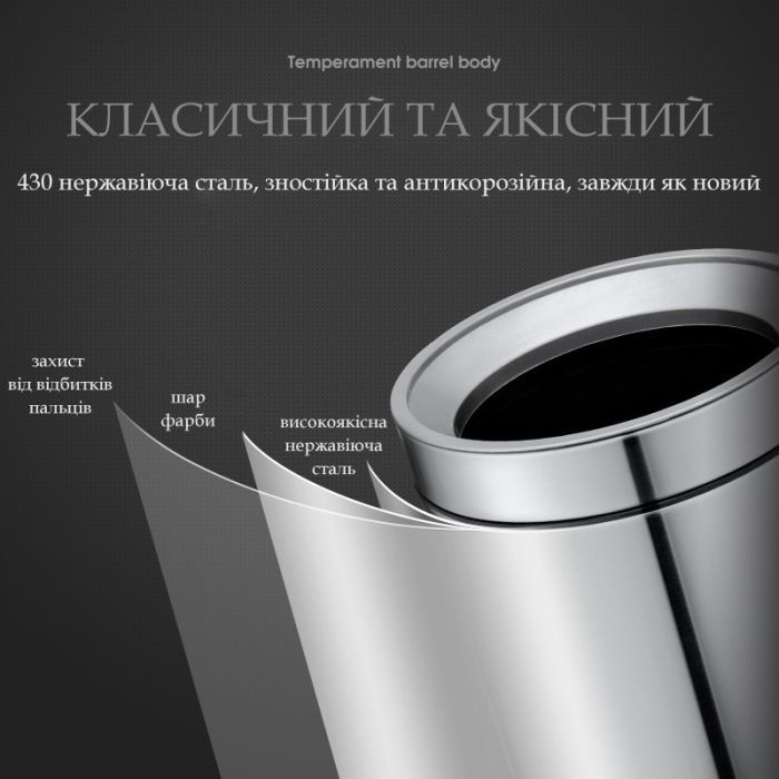 Контейнер для мусора JAH круглый без крышки серебряный металлик 12 л (6338) изображение 5