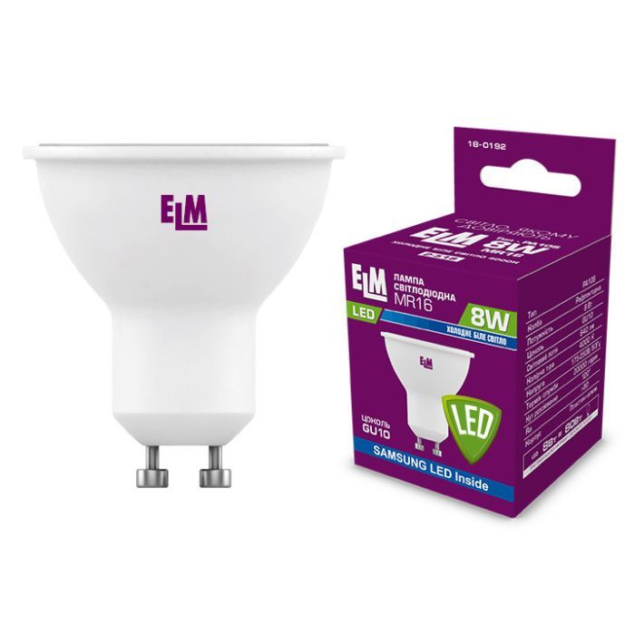 Лампочка ELM MR16 8W PA10S GU10 4000K (18-0192) изображение 2