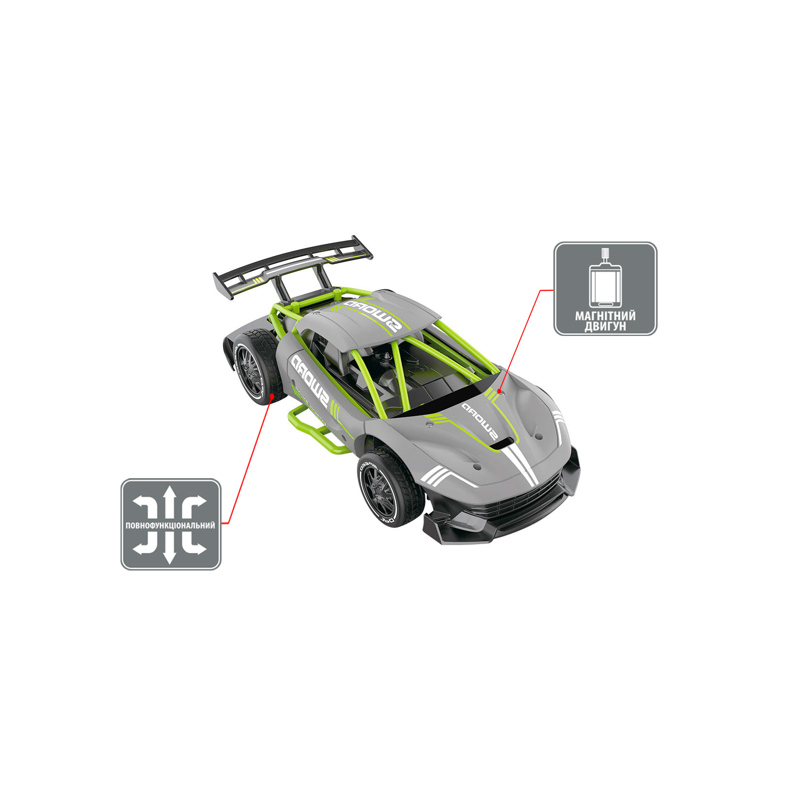 Радиоуправляемая игрушка Sulong Toys Speed racing drift – Sword (серый, 1:24) (SL-289RHG) изображение 3
