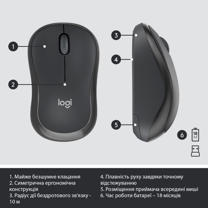 Комплект Logitech MK295 Silent UA Graphite (920-009800) изображение 7