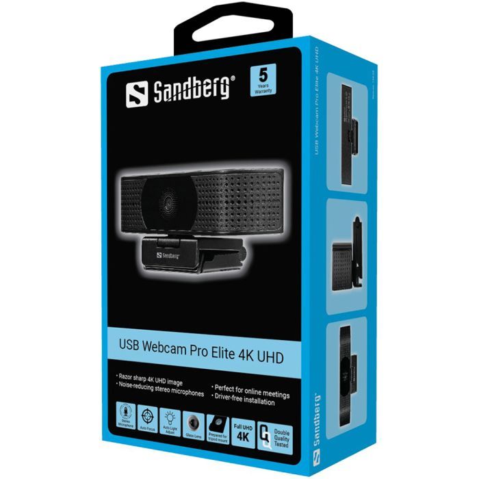 Веб-камера Sandberg Webcam Pro Elite 4K UHD (IMX258) Autofocus USB-A/USB-C Black (134-28) зображення 5