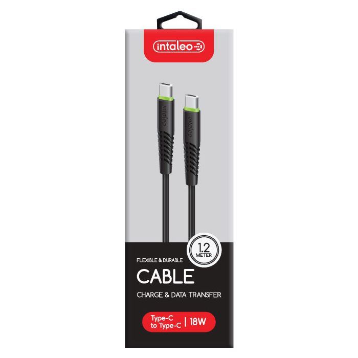 Дата кабель USB-C to USB-C 1.2m CBFLEXTT1 18W black Intaleo (1283126504082) изображение 4