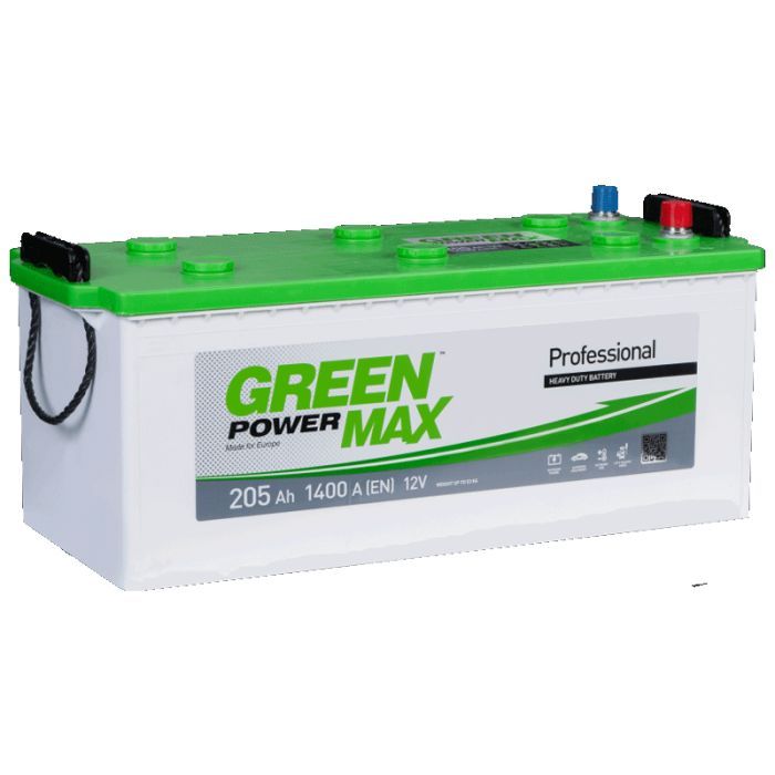 Акумулятор автомобільний GREEN POWER MAX 205Ah бокова(+/-) (1400EN) (22375)