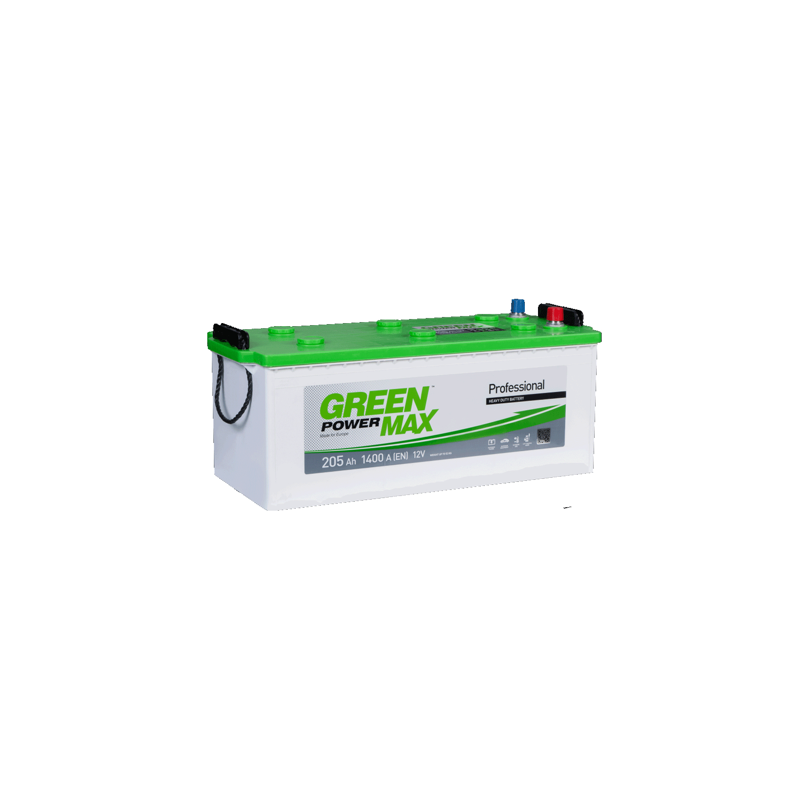 Акумулятор автомобільний GREEN POWER MAX 205Ah бокова(+/-) (1400EN) (22375)