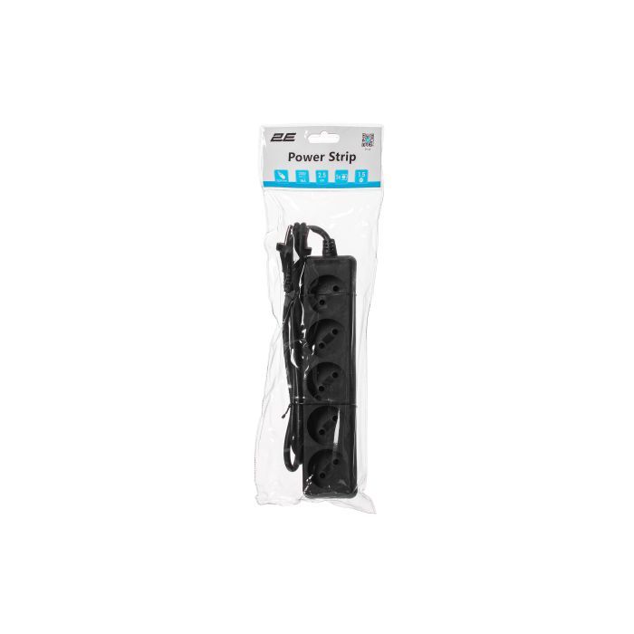 Сетевой удлинитель 2E 5XCEE7/17, 1.5м, black (2E-U0510M1.5BK_Gift) изображение 5