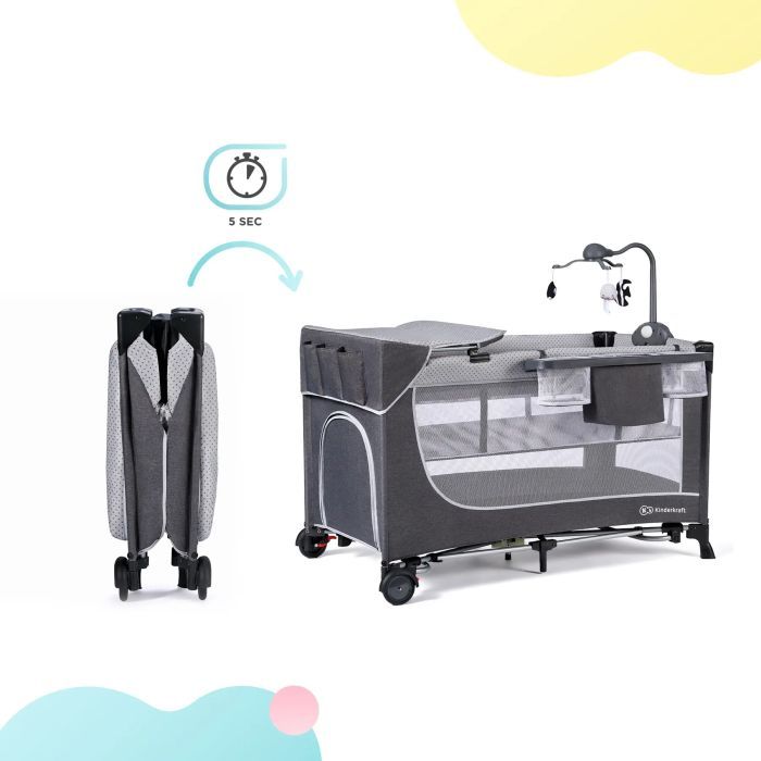 Дитячий манеж Kinderkraft кровать Leody с пеленатором Grey (5902533917952) зображення 11