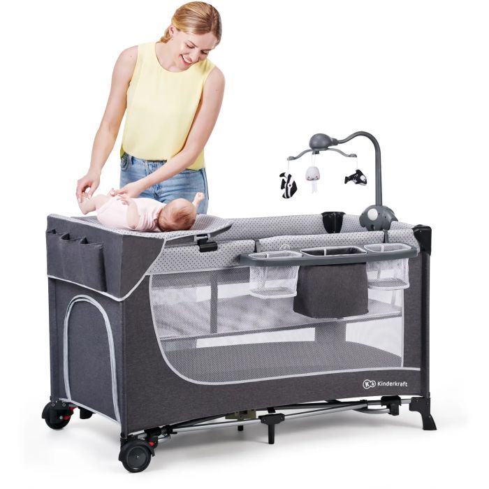 Дитячий манеж Kinderkraft кровать Leody с пеленатором Grey (5902533917952) зображення 6