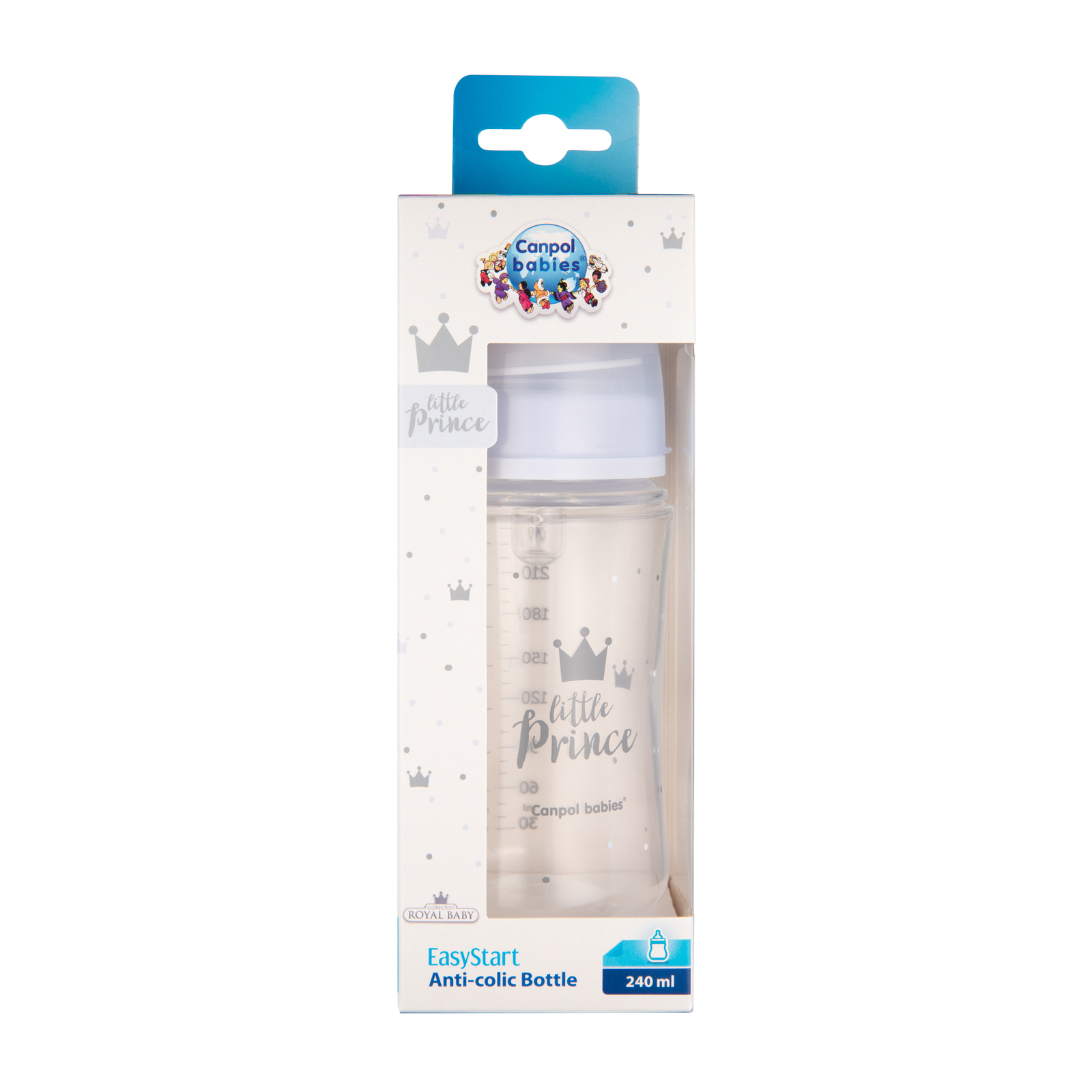 Бутылочка для кормления Canpol babies Royal Baby с широким отверстием 240 мл Синяя (35/234_blu) изображение 2