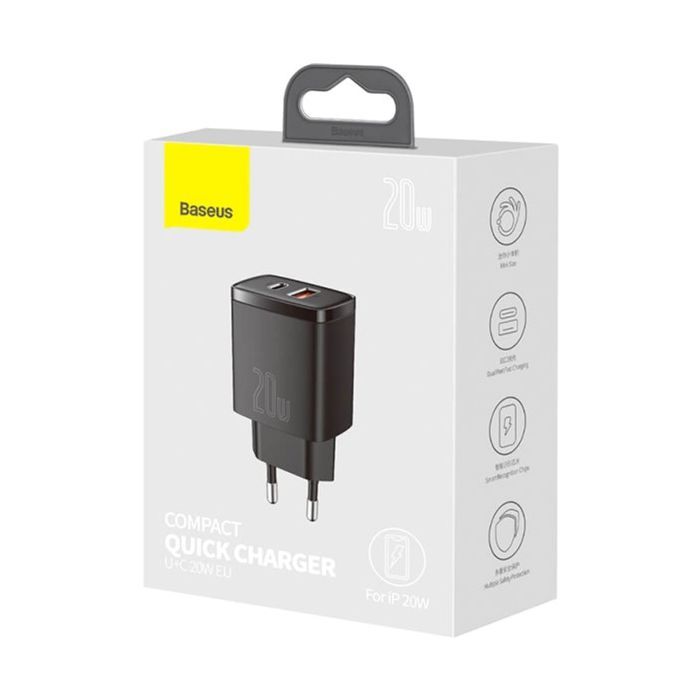 Зарядное устройство Baseus Compact Quick Charger U+C 20W EU White (CCXJ-B02) изображение 3