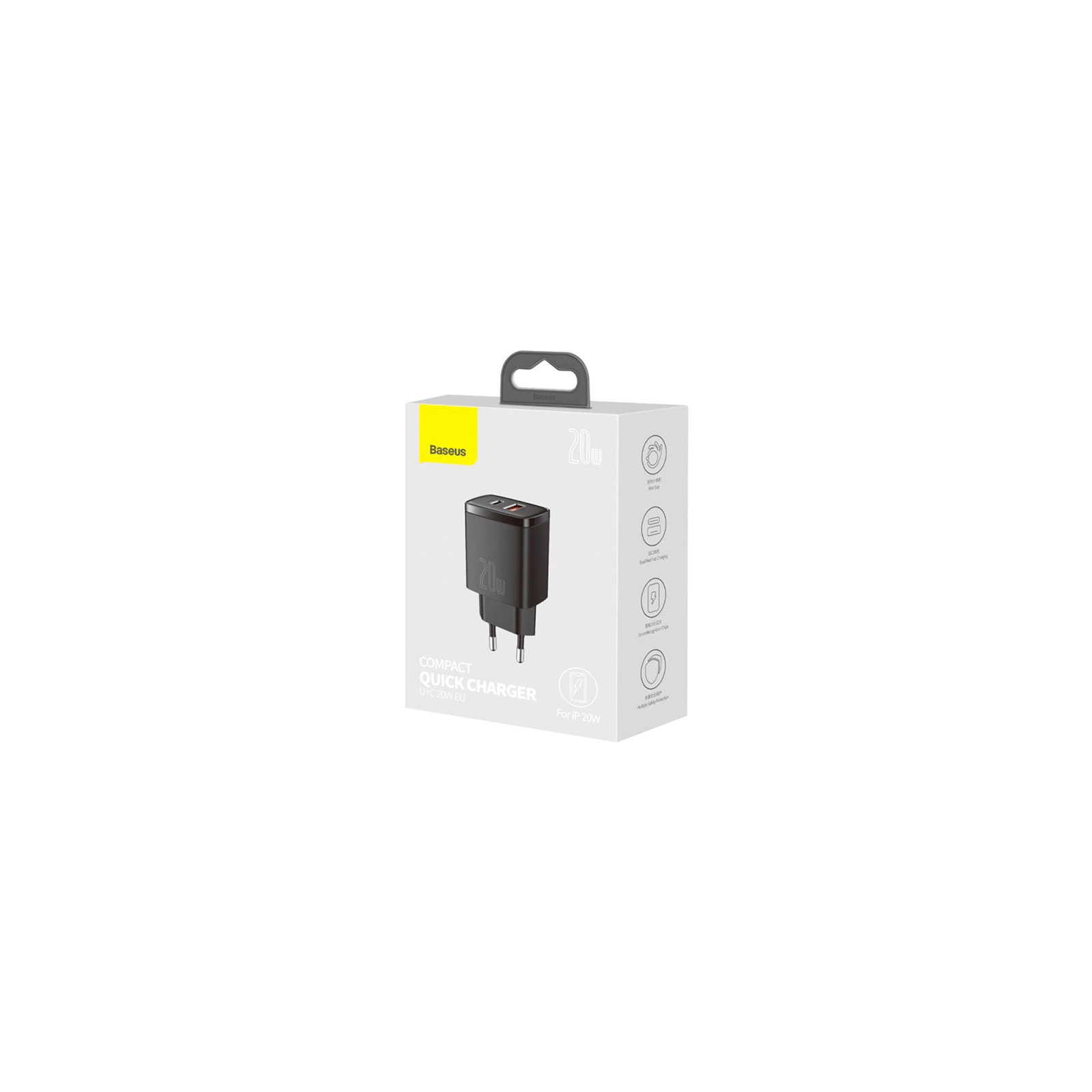 Зарядний пристрій Baseus Compact Quick Charger U+C 20W EU Black (CCXJ-B01) зображення 3
