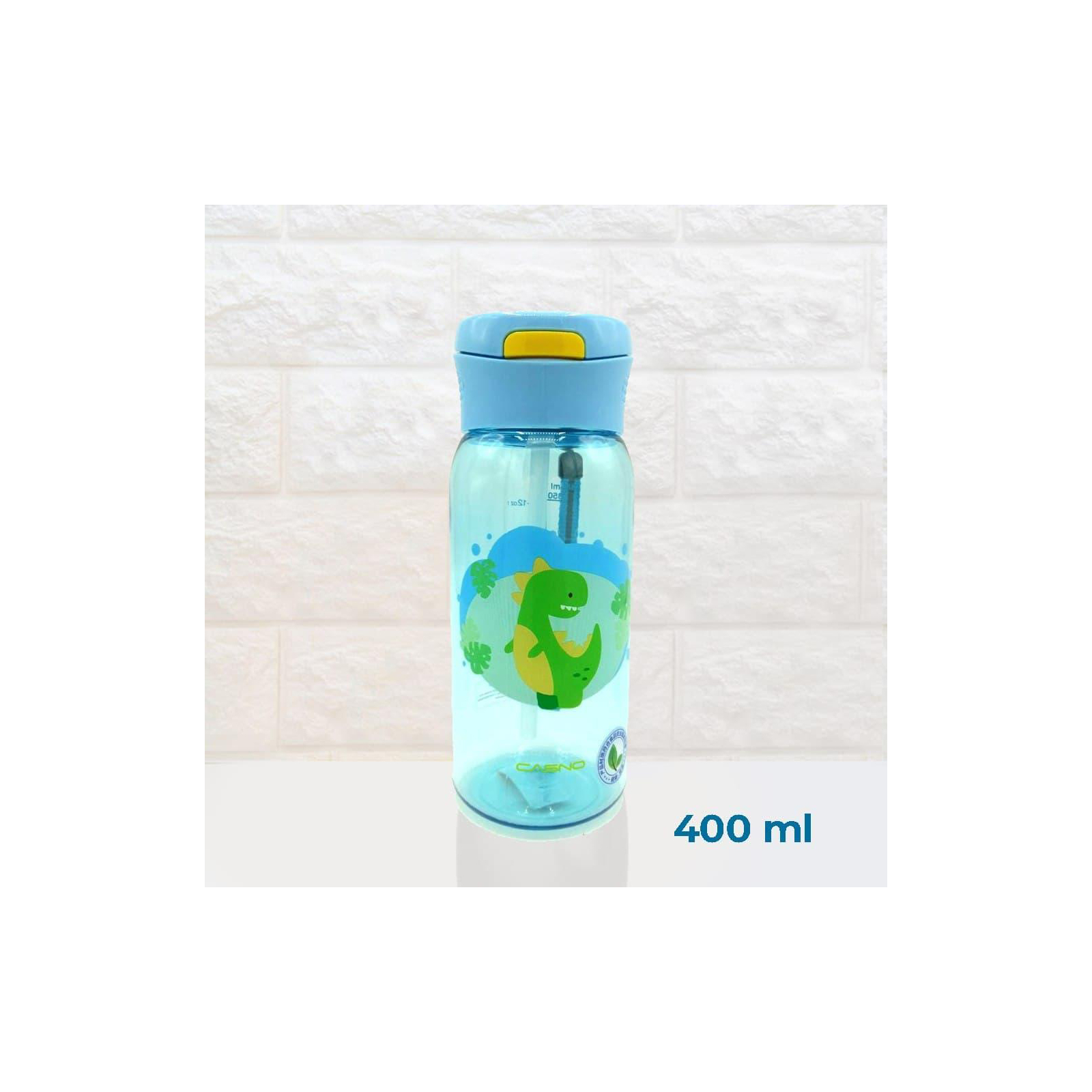 Бутылка для воды Casno 400 мл KXN-1195 Блакитна Діно з соломинкою (KXN-1195_Dino) изображение 2