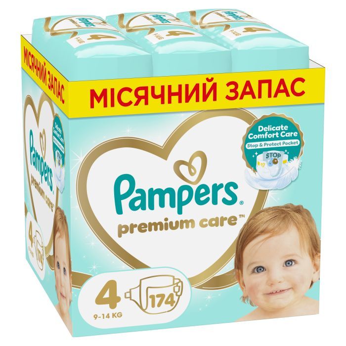 Подгузники Pampers Premium Care Розмір 4 (9-14 кг) 174 шт (8006540855935)