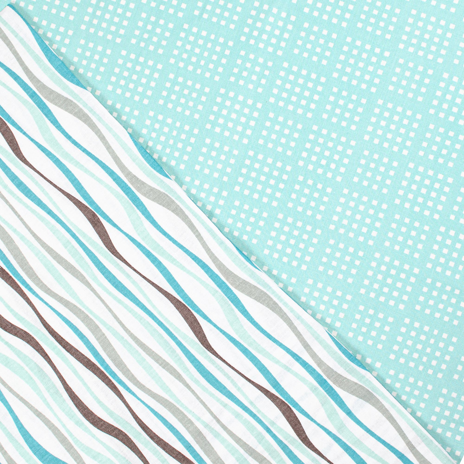 Постельное белье Home Line Волны/Клеточка бирюзовый бязь полуторный (173833) изображение 2