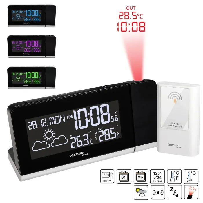 Настільний годинник Technoline WT539 проекційний Black (DAS301813) зображення 8