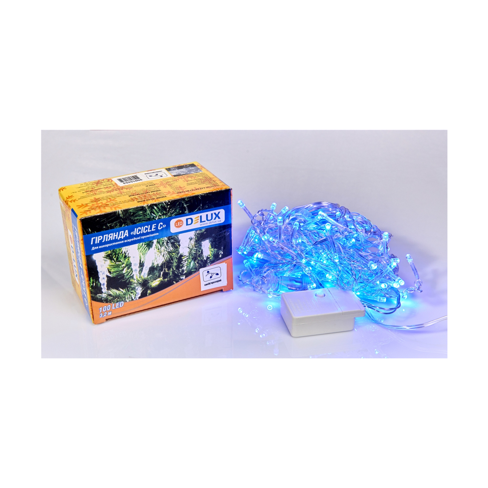 Гирлянда Delux ICICLE С 100 LED 3,2x0,7m синий/прозрачный IP20 (90015253)