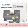 Стрічка для принтера етикеток UKRMARK B-Fc-TB61P-BK/OR, аналог TZeB61, флуорисцентна, 36мм х 8м, black on orange (900539)