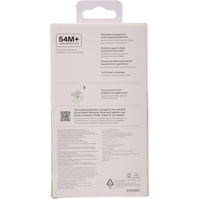 Скло захисне Belkin iPhone 15/14 Pro TemperedGlass (1 Pack) (OVA135ZZ) зображення 4