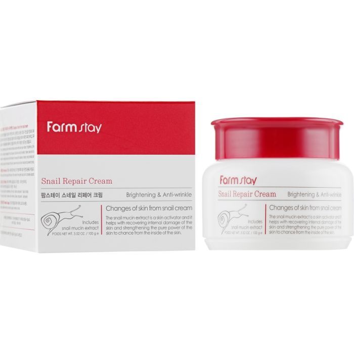 Крем для лица FarmStay Snail Repair Cream Восстанавливающий с муцином улитки 100 мл (8809317284613) изображение 2