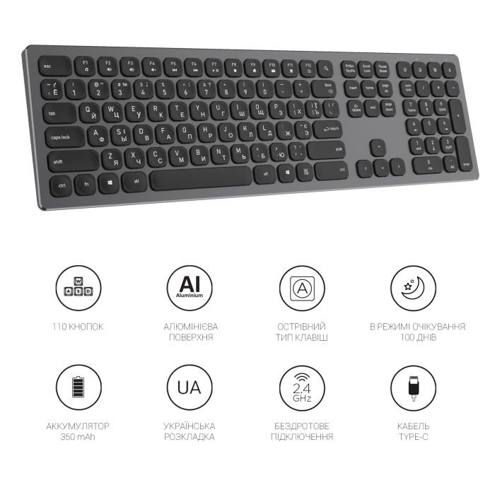 Клавіатура OfficePro SK1550 Wireless Black (SK1550B) зображення 10