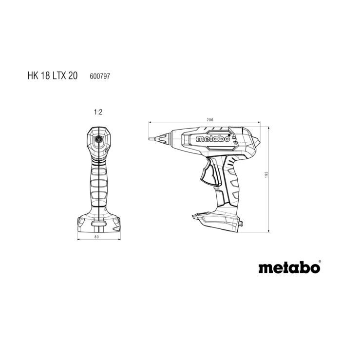 Клеевой пистолет Metabo HK 18 LTX 20, 18В, стержни 11мм, подача 20г/мин (без АКБ и ЗУ) (600797850) изображение 10