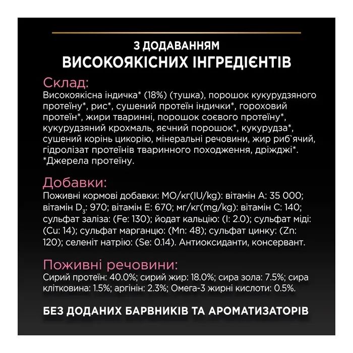 Сухий корм для кішок Purina Pro Plan Delicate Adult 1+ з індичкою 400 г (7613033568671) зображення 7