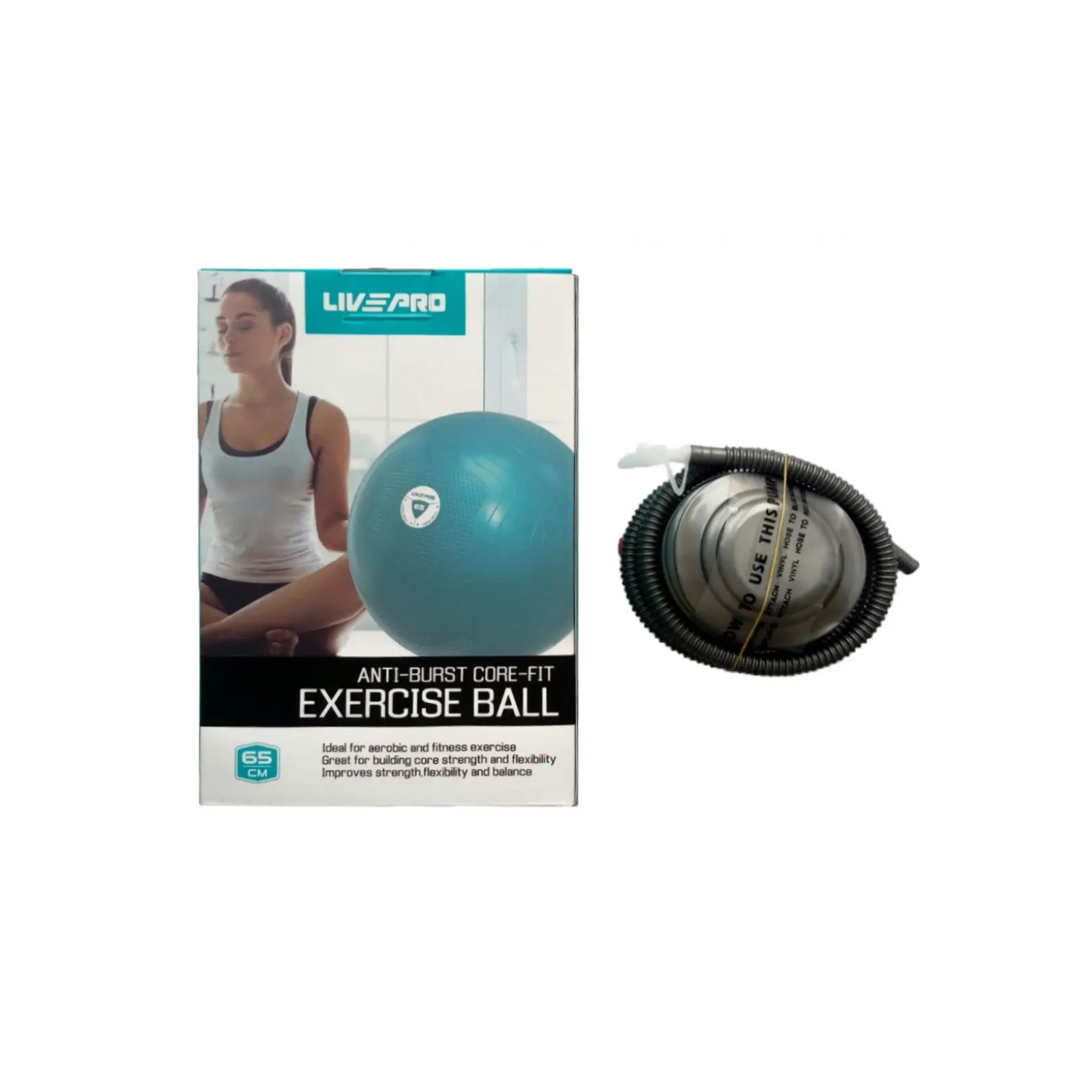 М'яч для фітнесу LivePro Anti-burst Core-fit Exercise Ball LP8201-65 синій Уні 65см (6951376102628) зображення 2