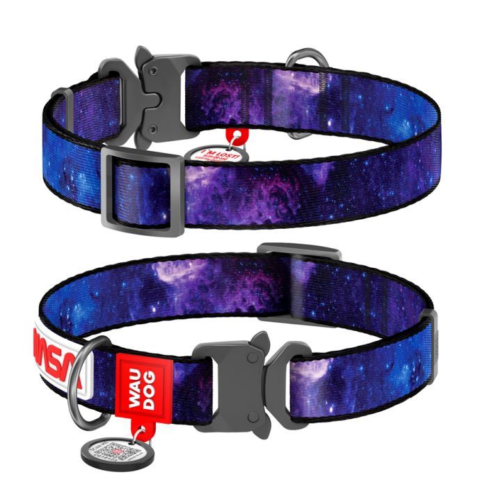 Ошейник для животных WAUDOG Nylon c QR-паспортом "NASA21" металлическая пряжка-фастекс XL (4508-0148)
