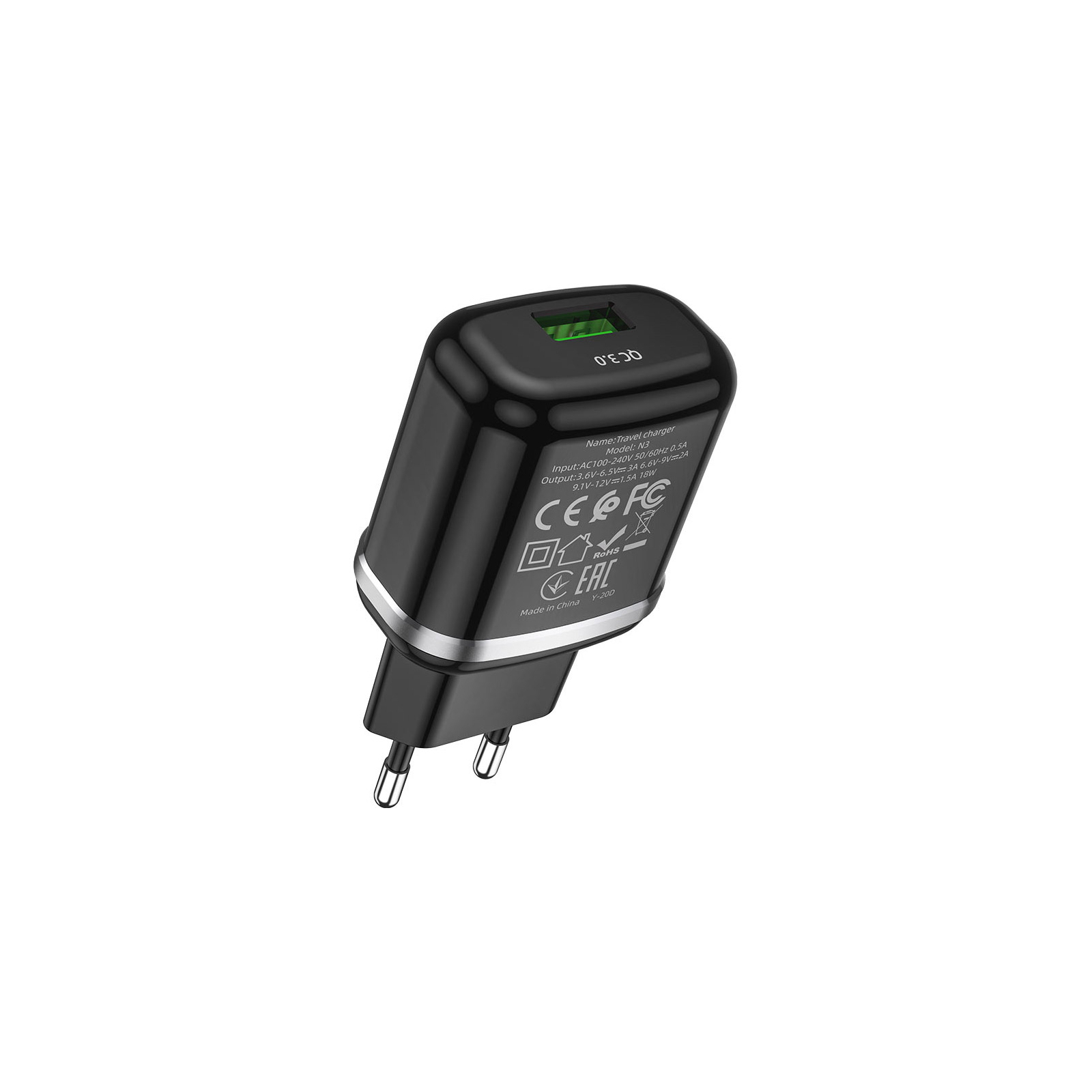 Зарядний пристрій HOCO N3 Special single port QC3.0 (cable Type-C) Black (6931474729385) зображення 4