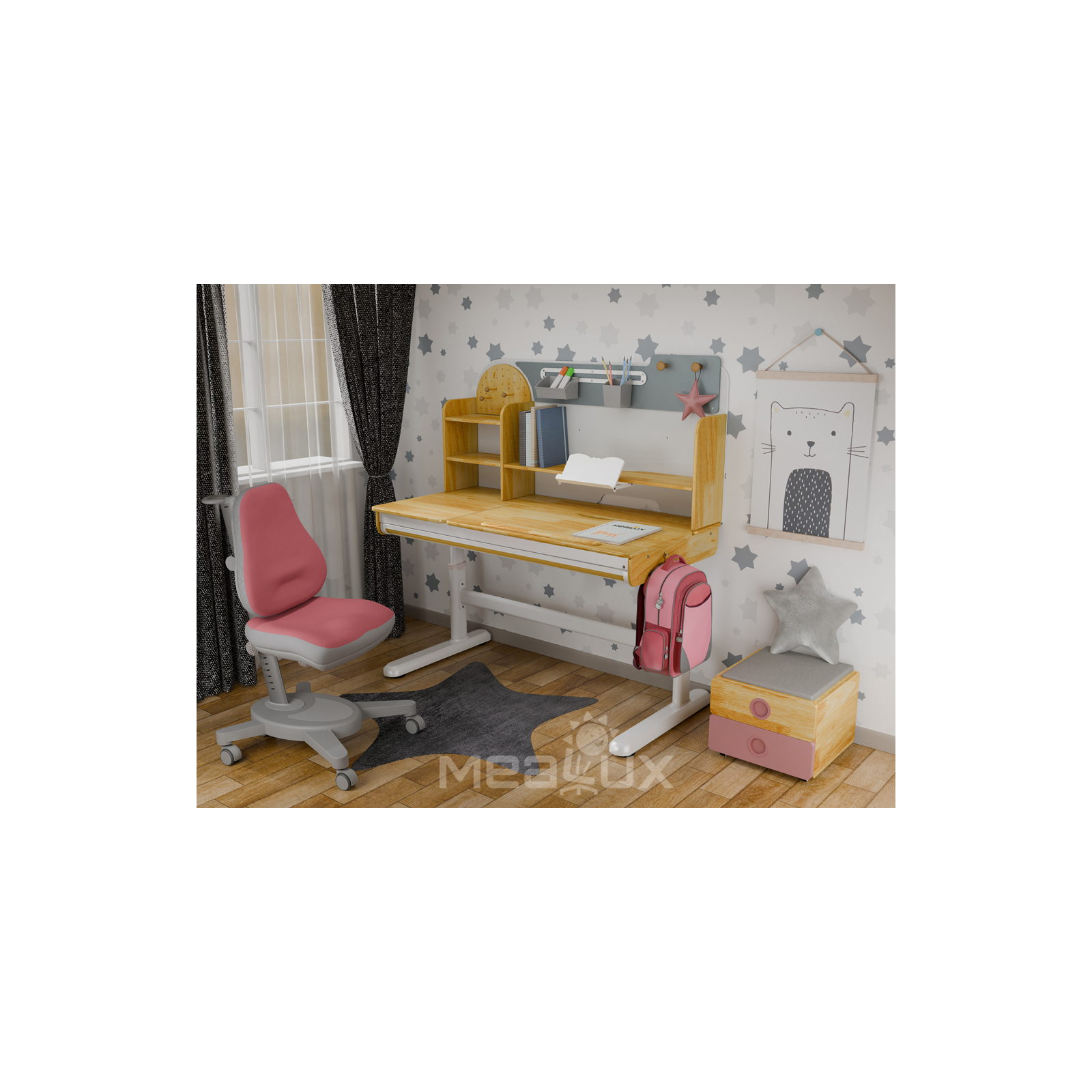 Парта з кріслом Mealux Timberdesk L (парта+кресло+тумба) (BD-690 L+ box BD 920-2 PN+Y-110 DPG) зображення 2