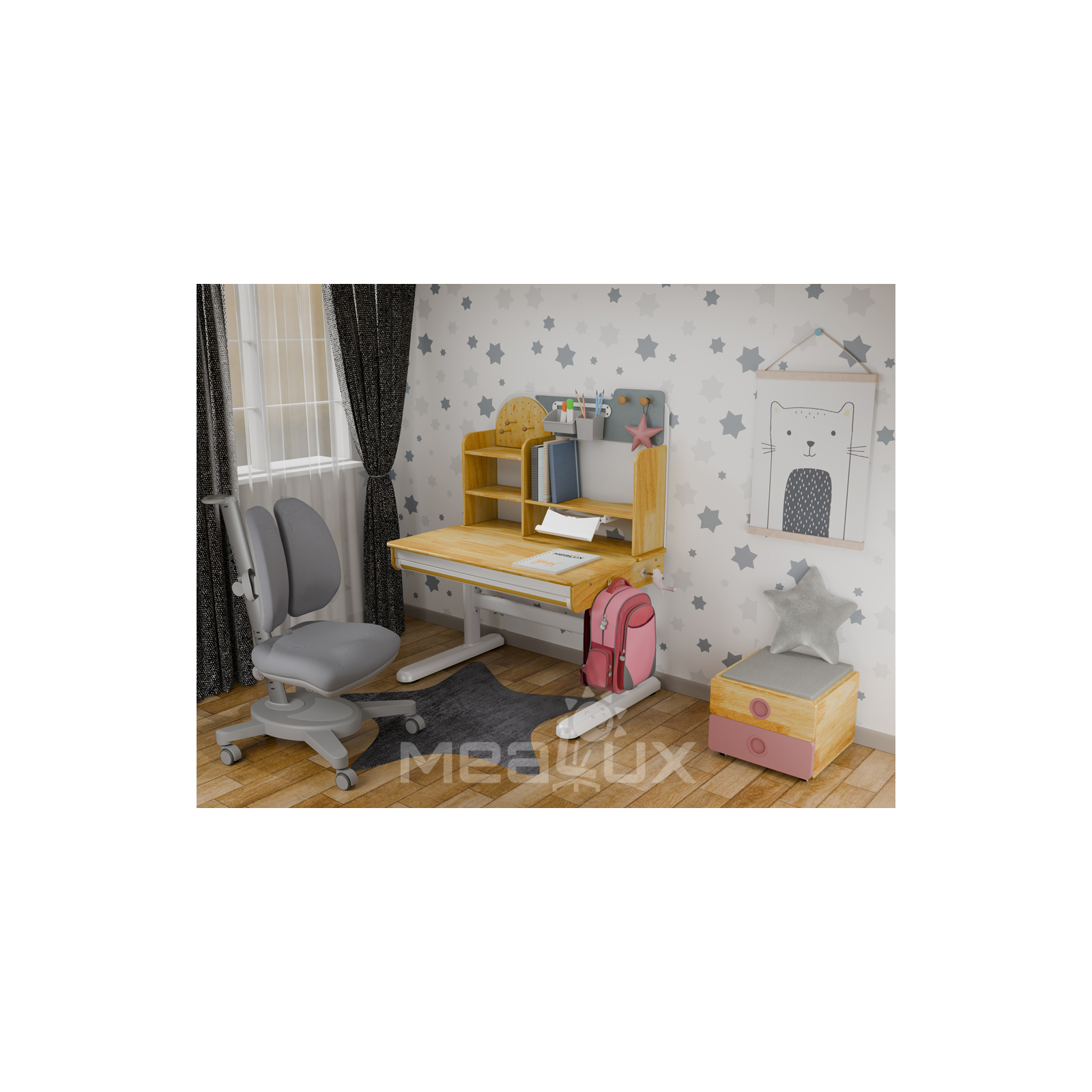 Парта с креслом Mealux Timberdesk S (парта+кресло+тумба) (BD-685 S+ box BD 920-2 PN+Y-115 G) изображение 2