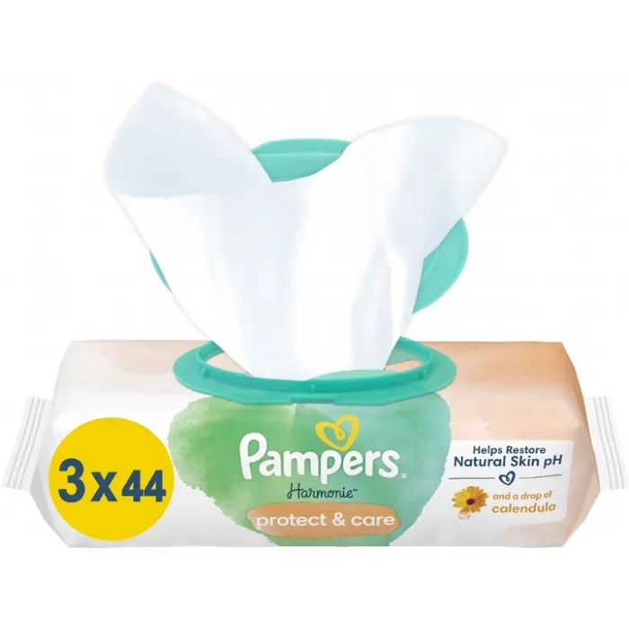 Дитячі вологі серветки Pampers Harmonie Protect&Care з календулою 44 шт (8700216250641)
