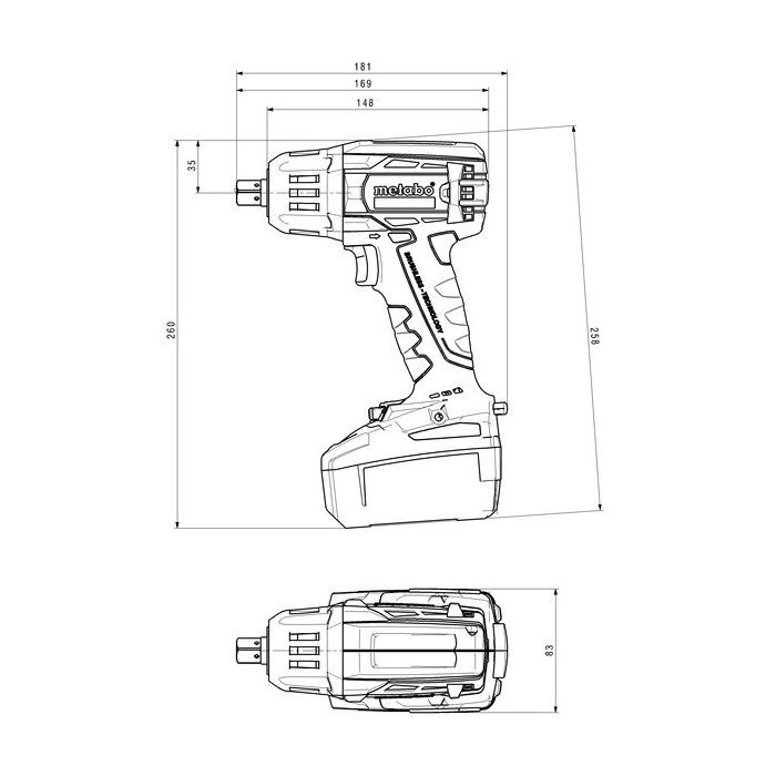 Гайковерт Metabo ударний SSW 18 LTX 400 BL, 18V, 620Нм (без АКБ та ЗП) (602205890) зображення 4