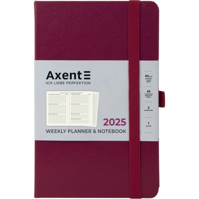 Еженедельник Axent датированный 2025 Partner Strong 125х195 мм, винный (8505-25-46-A) изображение 2