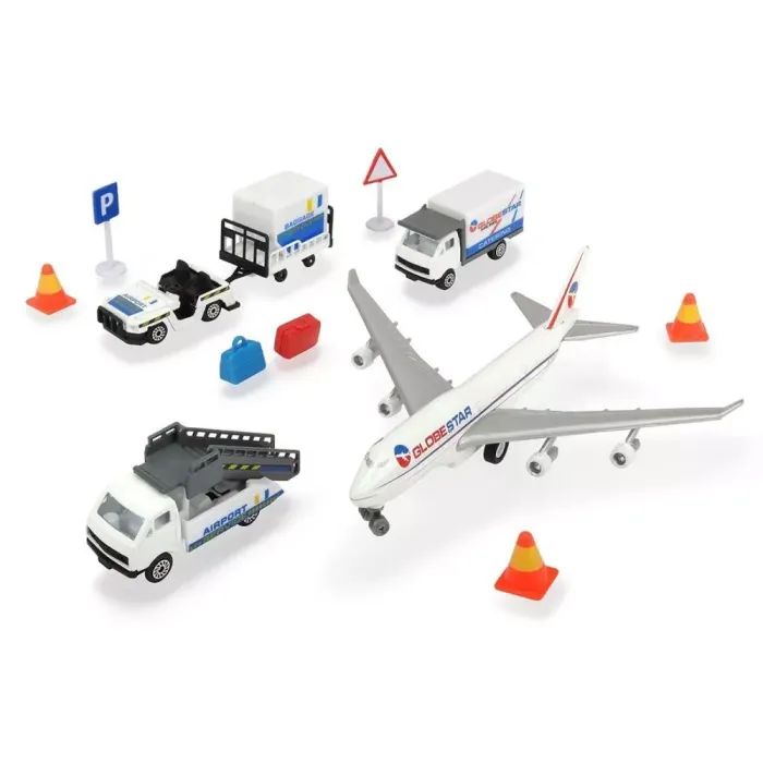Игровой набор Dickie Toys Аэропорт, 3 машинки, 1 самолет, 13 аксессуаров (3743001)