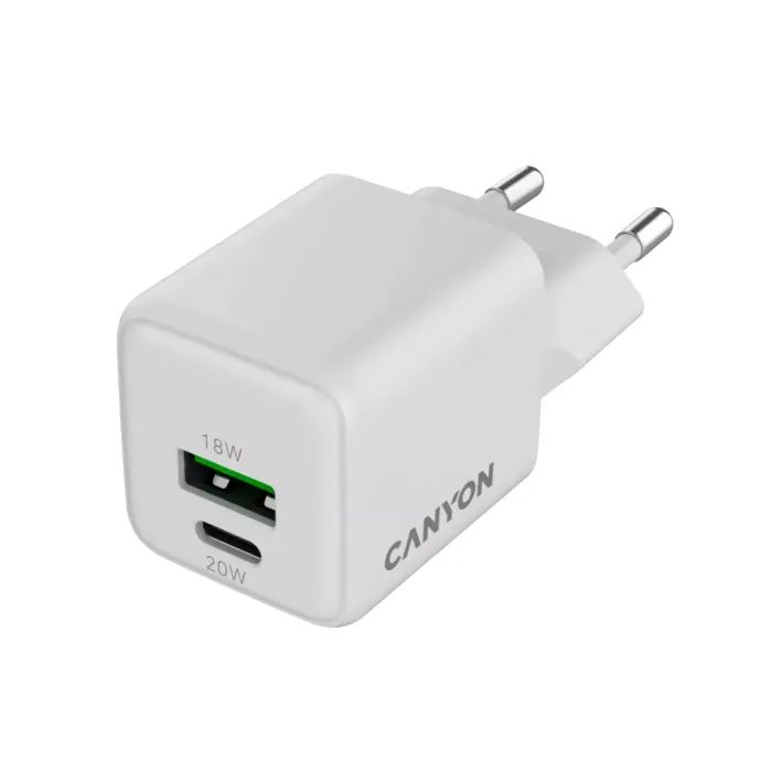 Зарядний пристрій Canyon CU20AC GaN 20W 1xPD 1xQC EU White (CNS-CUW20AC) зображення 2