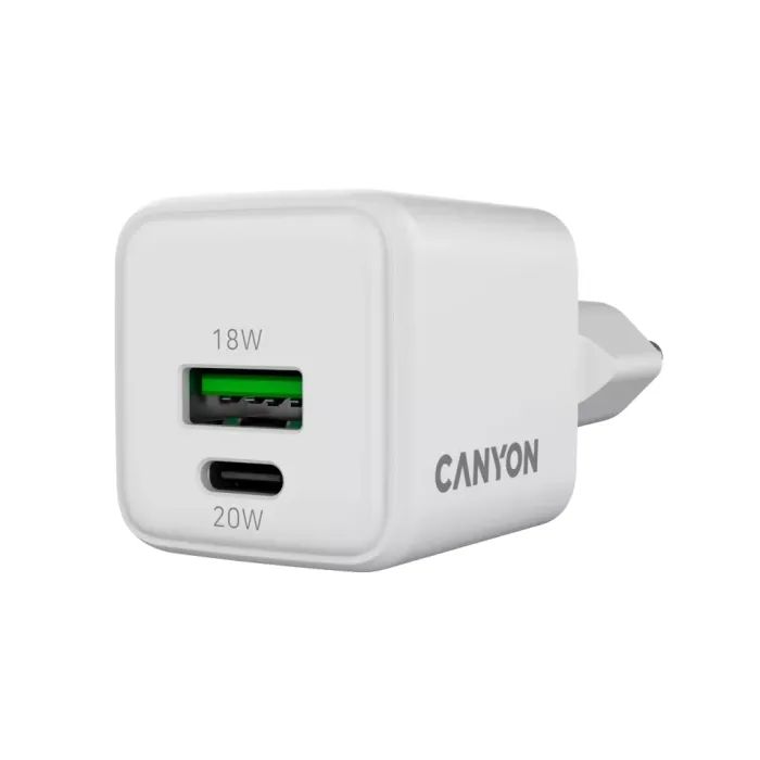 Зарядний пристрій Canyon CU20AC GaN 20W 1xPD 1xQC EU White (CNS-CUW20AC) зображення 3