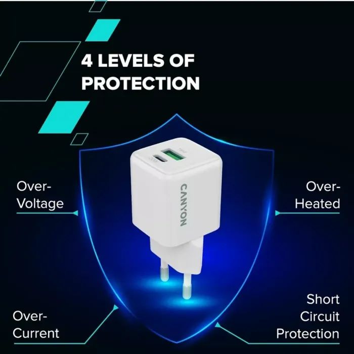 Зарядний пристрій Canyon CU20AC GaN 20W 1xPD 1xQC EU White (CNS-CUW20AC) зображення 8