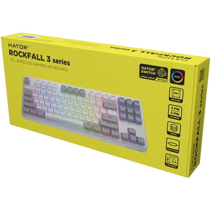 Клавиатура Hator Rockfall 3 Mecha TKL QMK/VIA Orange Wireless Black (HTK850UA) изображение 7