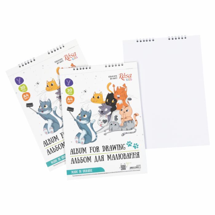 Альбом для малювання Rosa Kids на спіралі Cats Selfies А4 30 аркушів (4823098542988) зображення 2