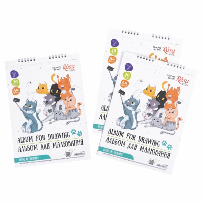 Альбом для малювання Rosa Kids на спіралі Cats Selfies А4 30 аркушів (4823098542988) зображення 3