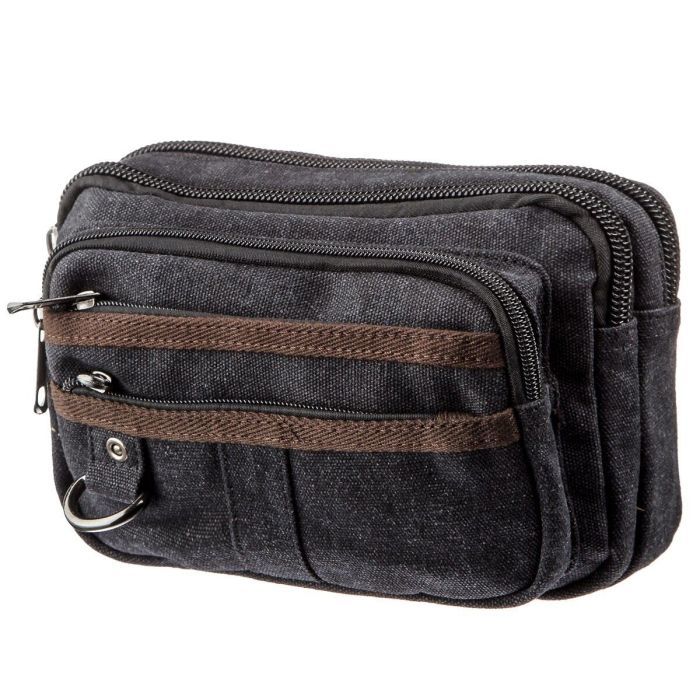 Сумка Vintage Бананка текстильная на пояс Синяя (20158)