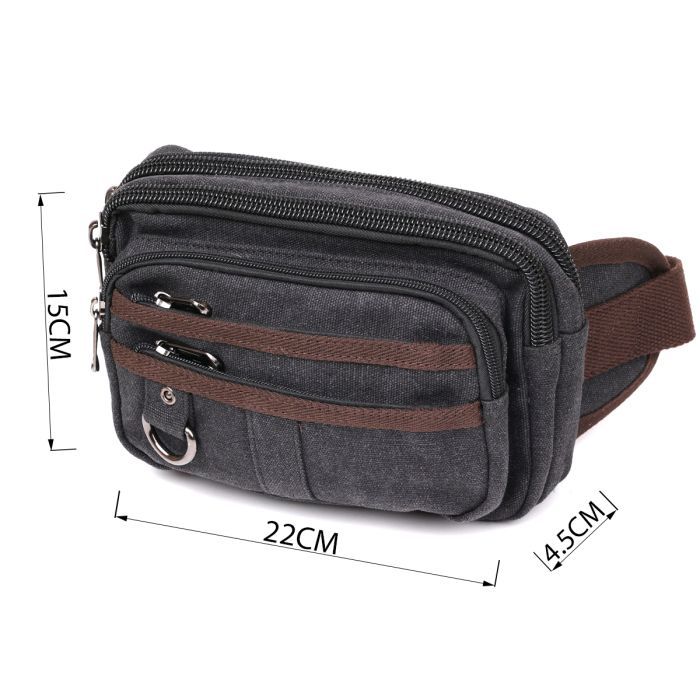 Сумка Vintage Бананка текстильная на пояс Синяя (20158) изображение 3