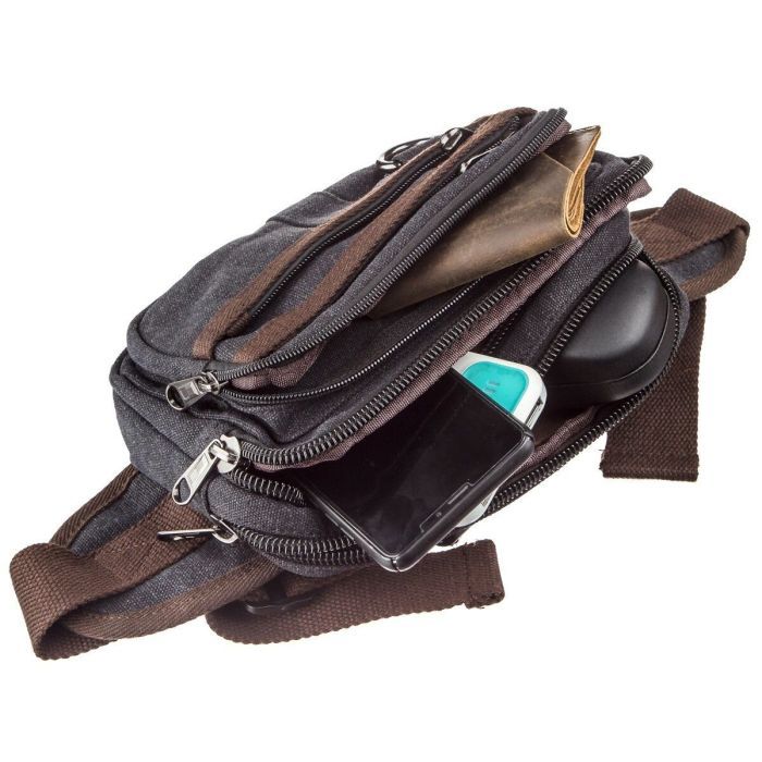 Сумка Vintage Бананка текстильная на пояс Синяя (20158) изображение 5