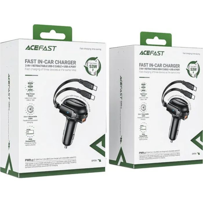 Зарядное устройство Acefast 3xUSB 53W (2xUSB-C+USB-A) + cable USB-C 2in1 B13 (6974316282921) изображение 5